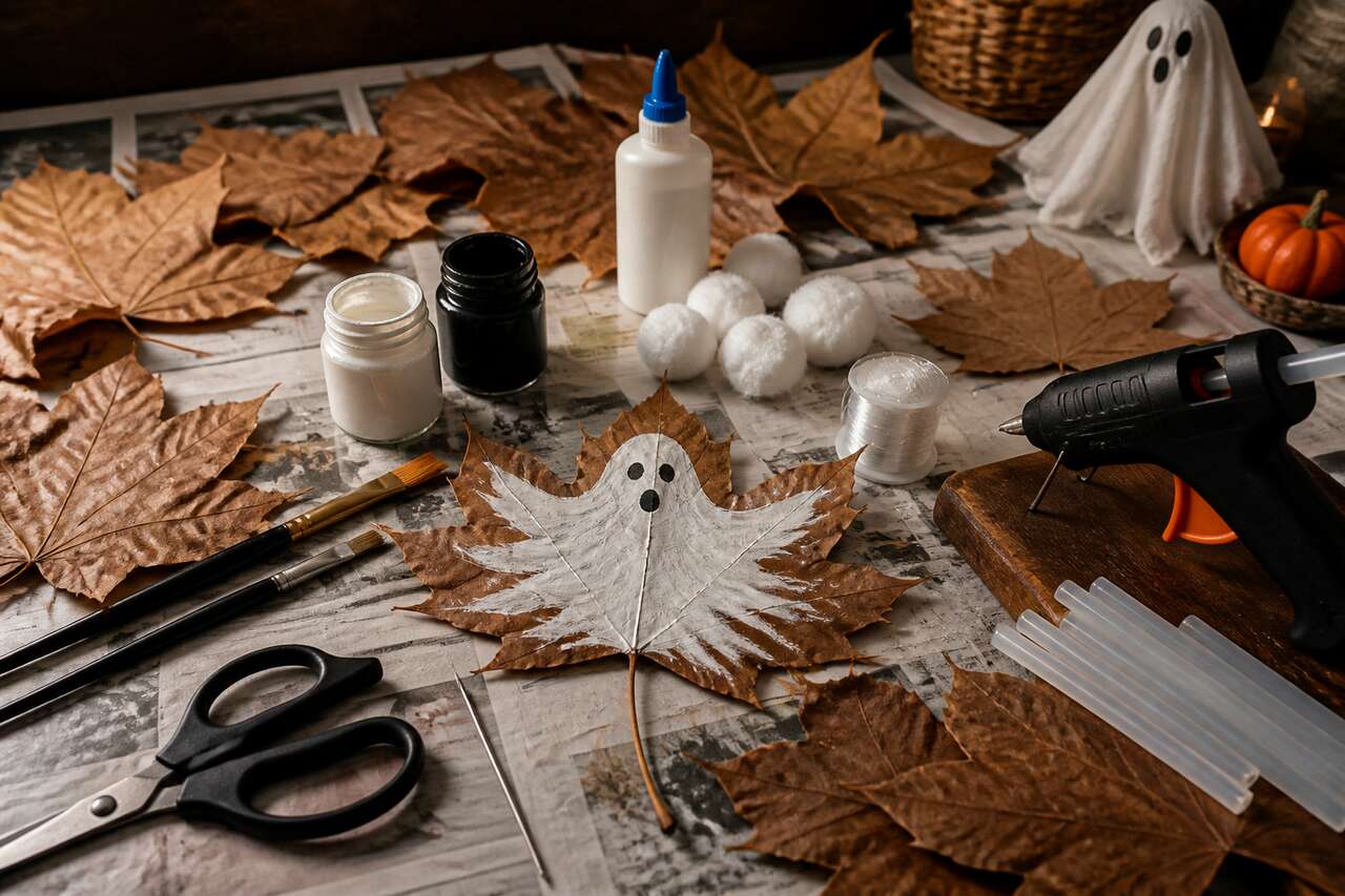 Halloween : créer des petits fantômes avec des feuilles mortes