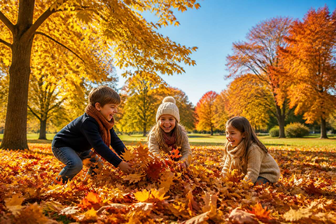 Imagier de l'automne à imprimer - Exercices de lecture pour enfants