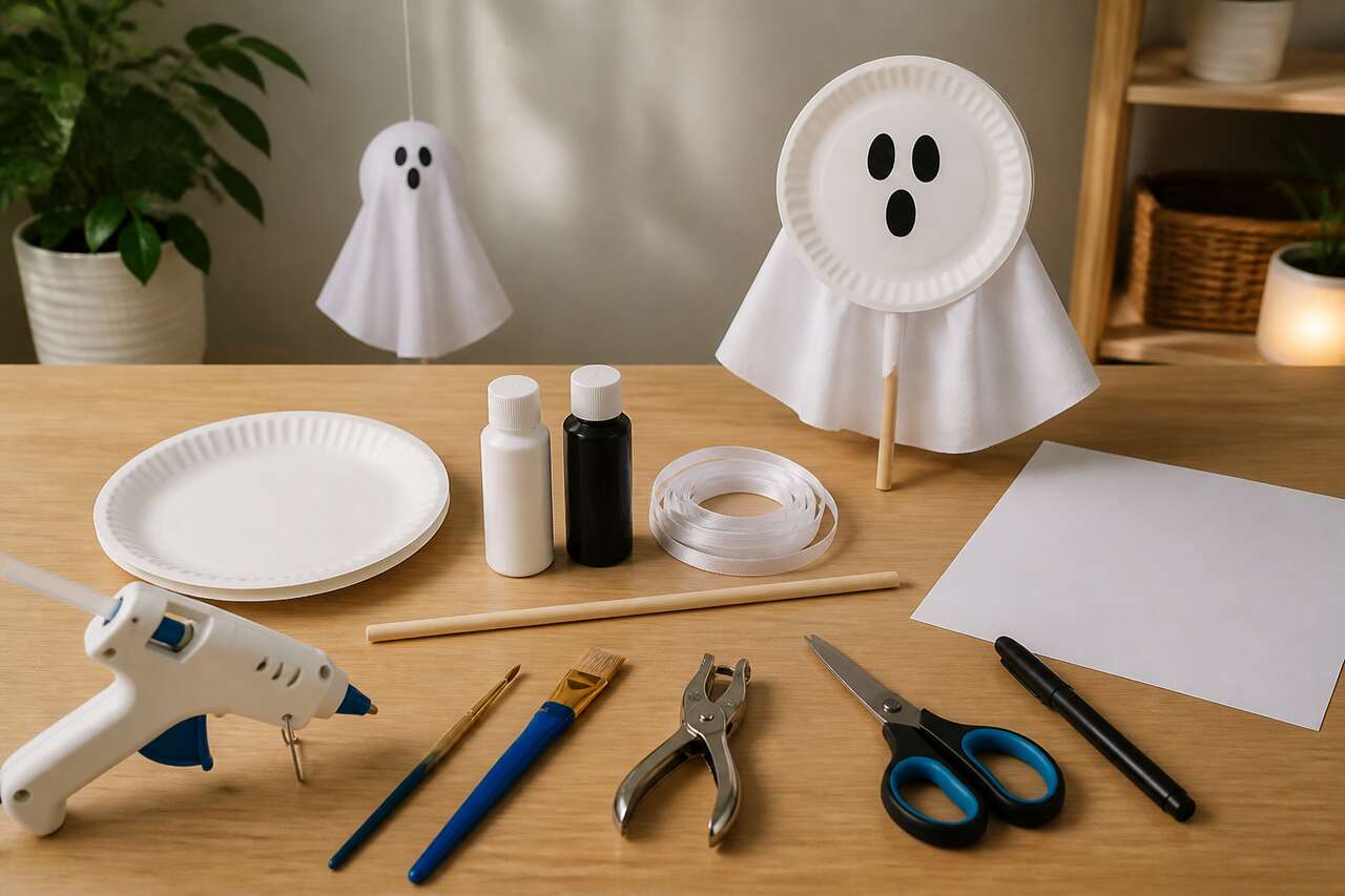 Assiette marionnette fantôme : idées de bricolage pour enfants