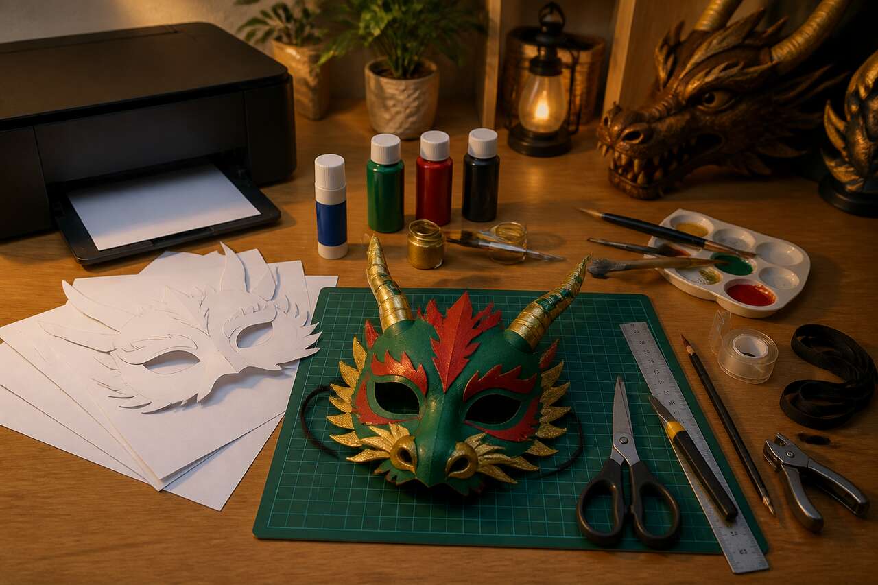 Masque de dragon à imprimer et fabriquer