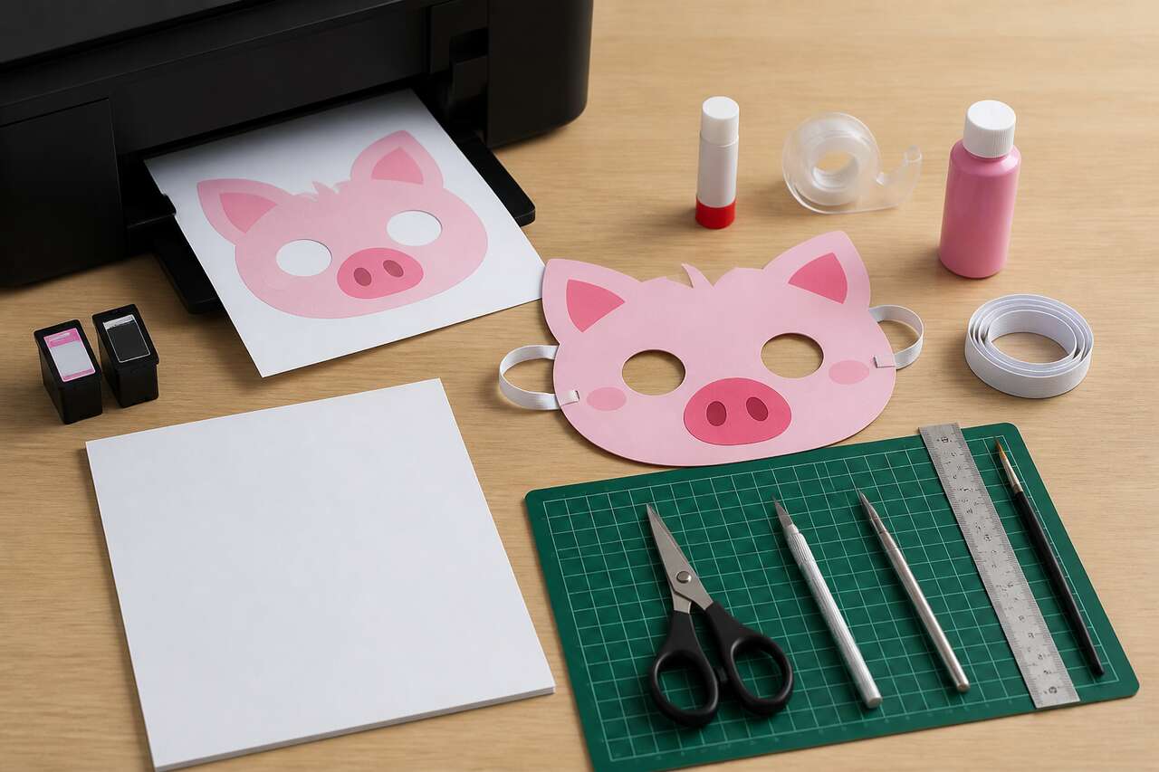 Masque de cochon à imprimer et fabriquer facilement