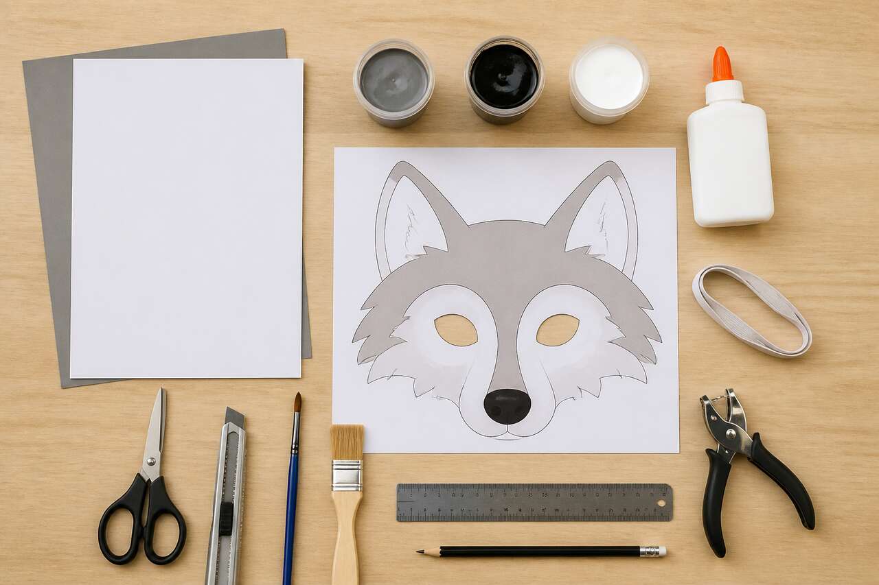 Masque de loup à imprimer pour enfants : activité DIY facile