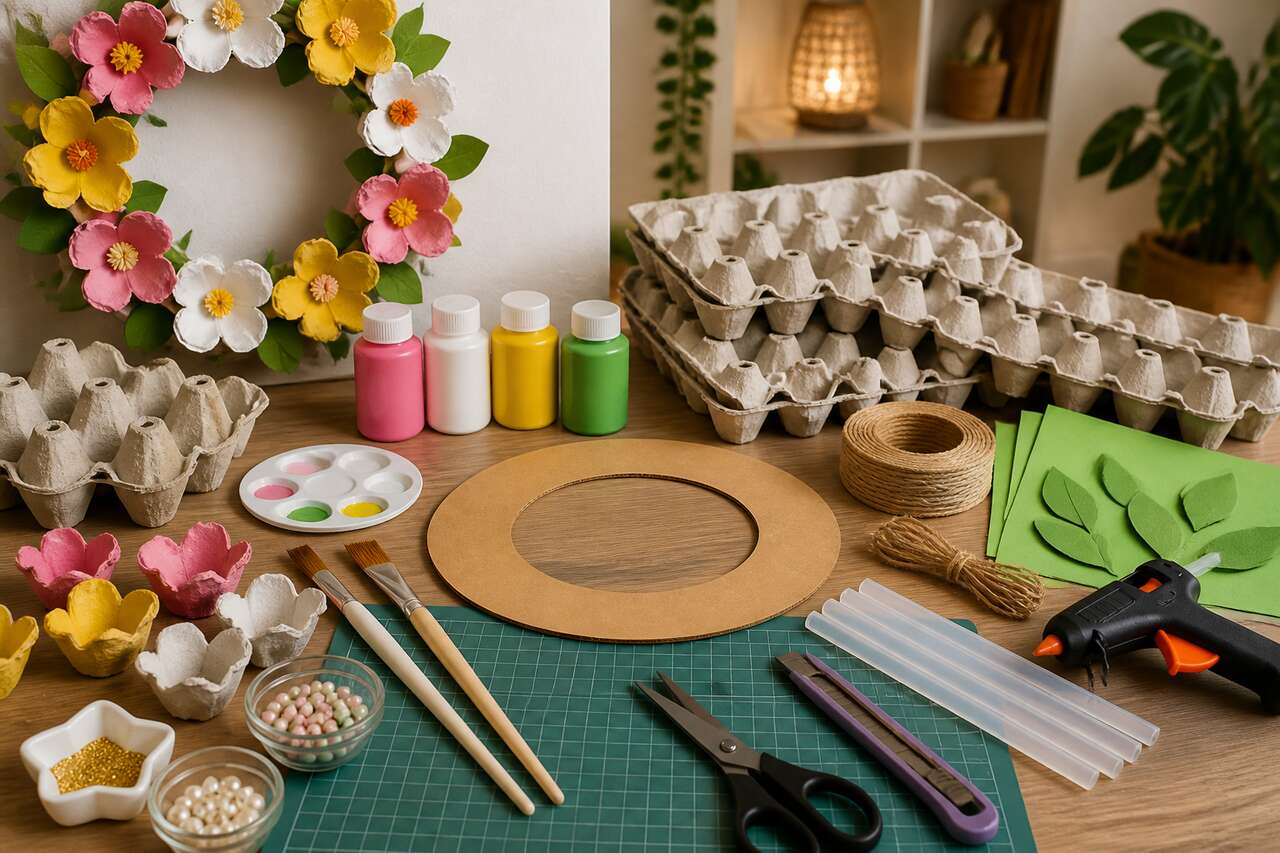 Comment fabriquer une couronne de fleurs avec des boîtes à œufs ?
