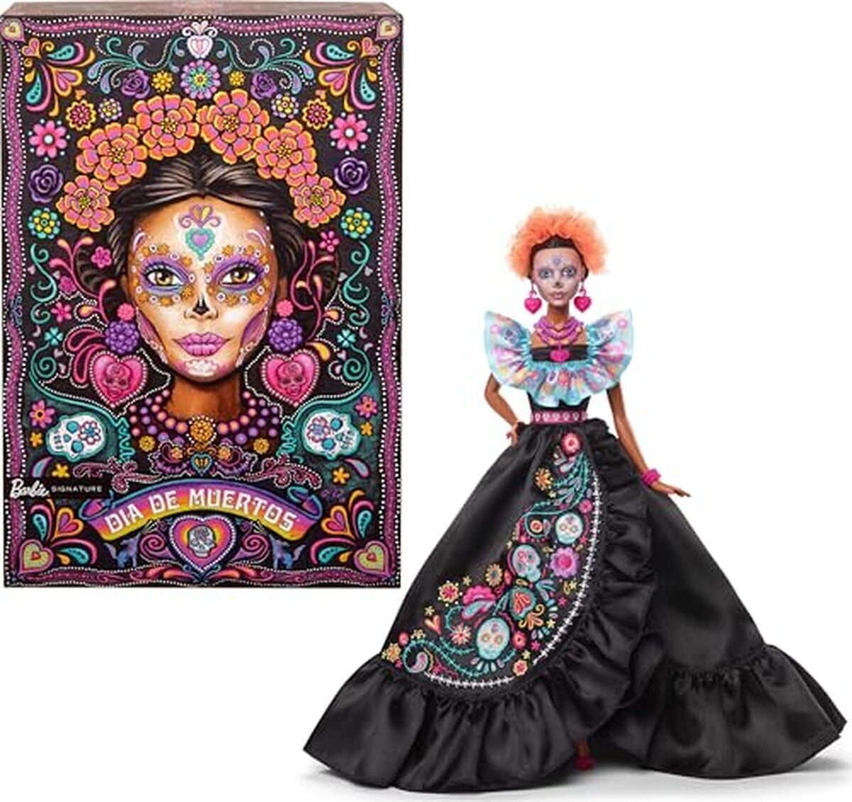 Avis : poupée Barbie Día de Muertos 2026 – robe noire et accessoires colorés