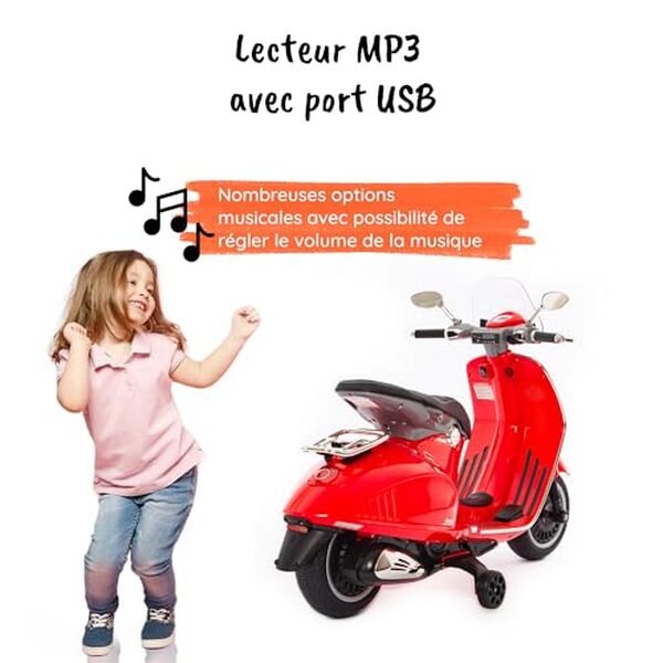Découvrez notre test détaillé de la BabyCar Vespa 12V : une moto électrique pour enfant avec sons, musique MP3 et design authentique. Caractéristiques, prix et avis. 
