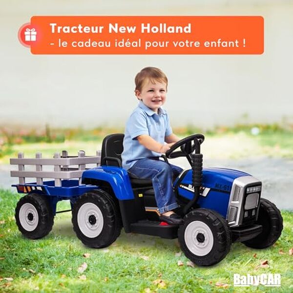 Découvrez notre test complet du tracteur électrique enfant New Holland 12V de Babycar : performances, sécurité et plaisir de conduite pour les enfants. 