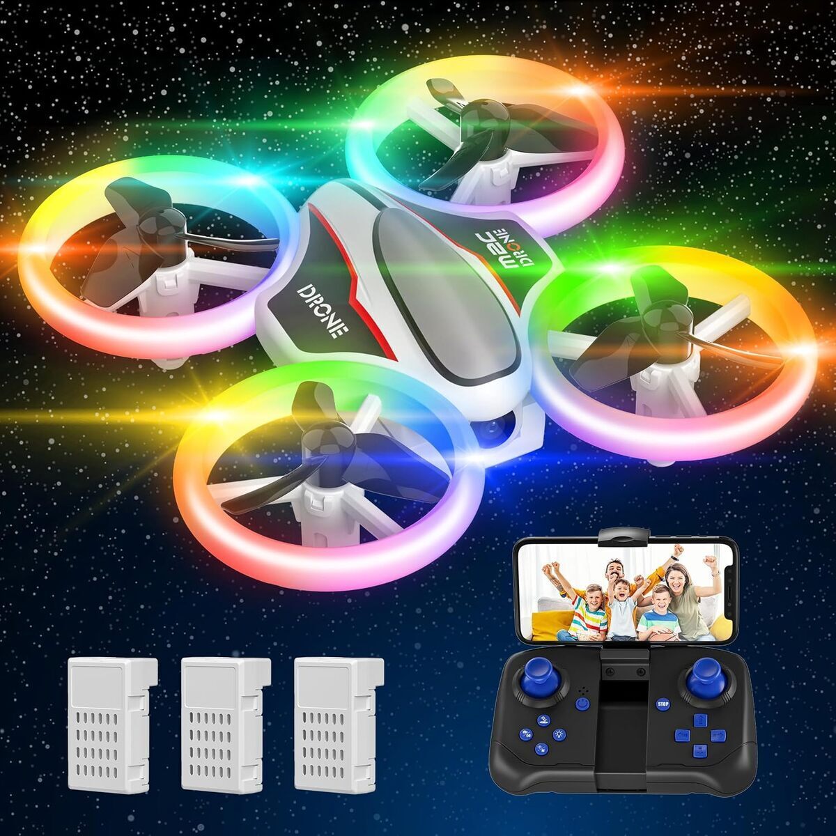 Test du mini drone avec caméra 1080P : un jouet lumineux pour enfants